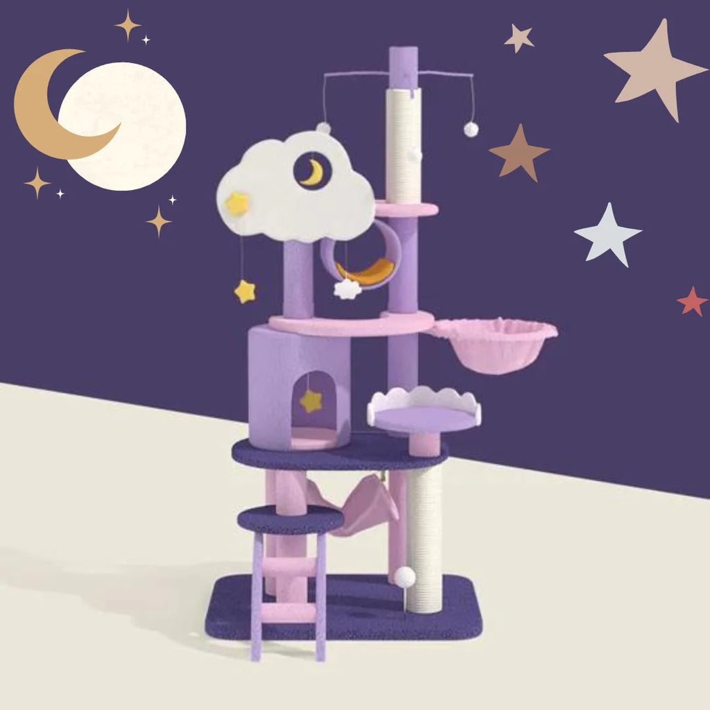 MOON Kratzbaum – Vielseitiger Katzenbaum mit Kratzstangen und Kuschelhhlen