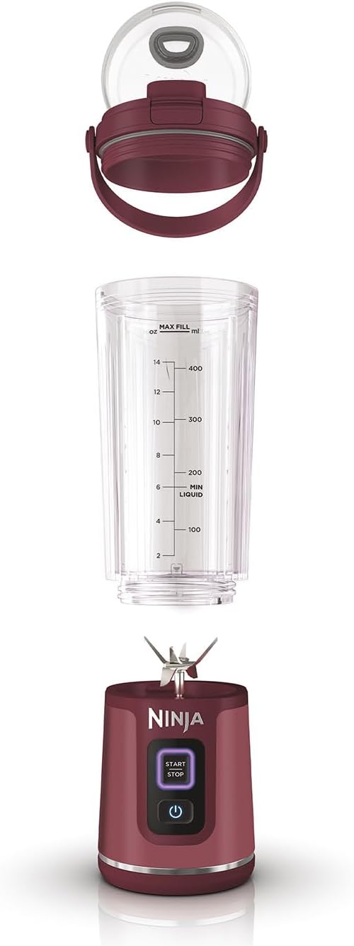 Ninja Blast Frullatore Portatile / Frullatore a Immersione / Frullatore per Smoothie, Tazza da 530 ml, Coperchio a Prova di Perdite, Mini Frullatore Potente, Senza Fili e Ricaricabile, Trita Ghiaccio e Frutta, Nero, BC151EUBK