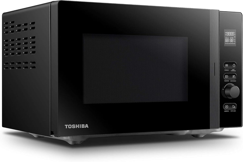 Toshiba MV-AM20T(BK) Microonde/Microonde Solo/ 20 L/ 800 W/ 5 Livelli di Potenza/ 12 Programmi Automatici/Interno in Smalto/Facile da Pulire/Funzione Scongelamento/Piatto Girevole in Vetro (24,5 cm)/Nero