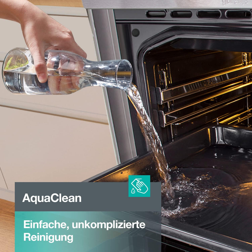 Gorenje GECS5C70XPA Forno elettrico con piano cottura in vetroceramica / 50 cm / 70 litri / GentleClose / Riscaldamento rapido / AirFry / ExtraSteam / Modalità pizza 300°C / Guide telescopiche / AquaClean / Zona arrosto / nero