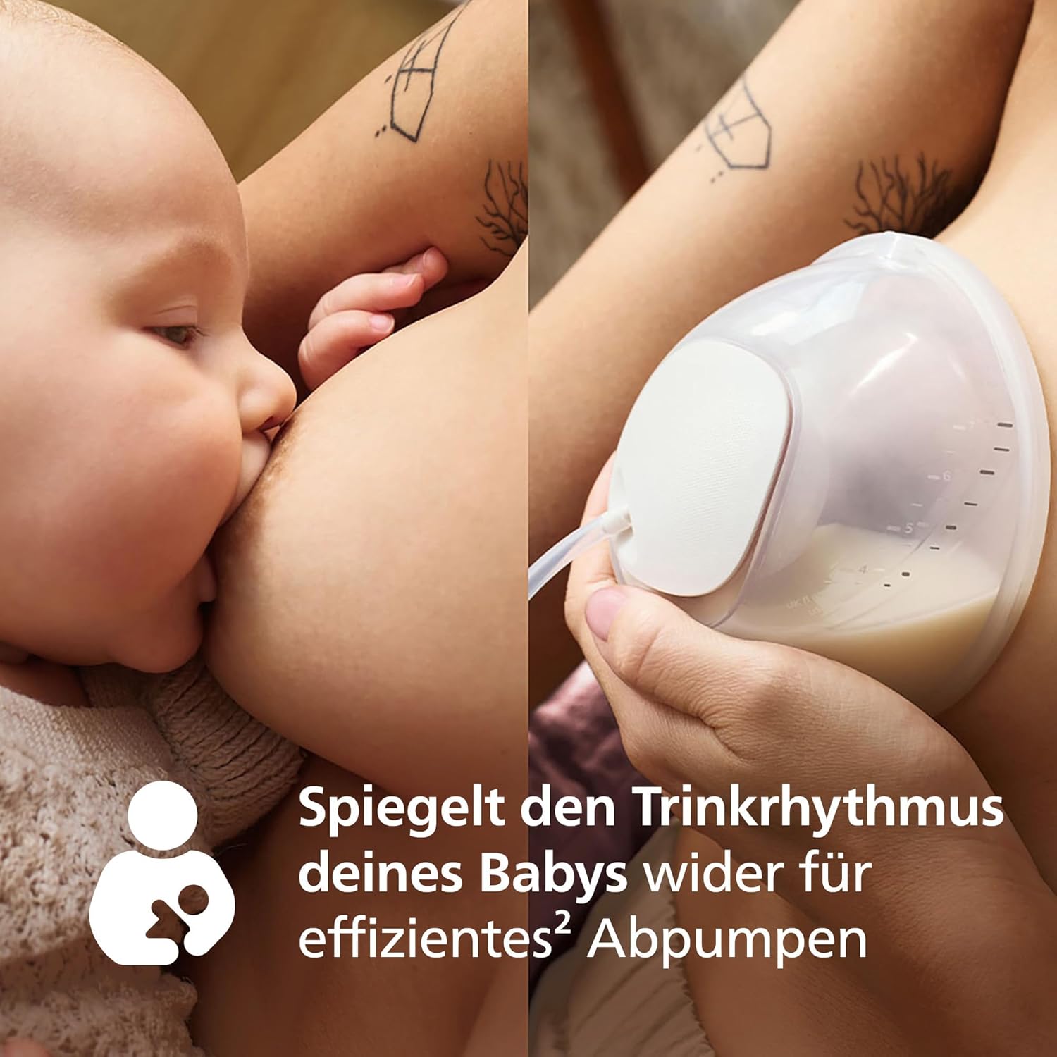 Philips Avent Set di base per tiralatte a mani libere, motore di livello ospedaliero, riproduce il ritmo di suzione del bambino, fino a 85 cicli al minuto, modello SCD553/11
