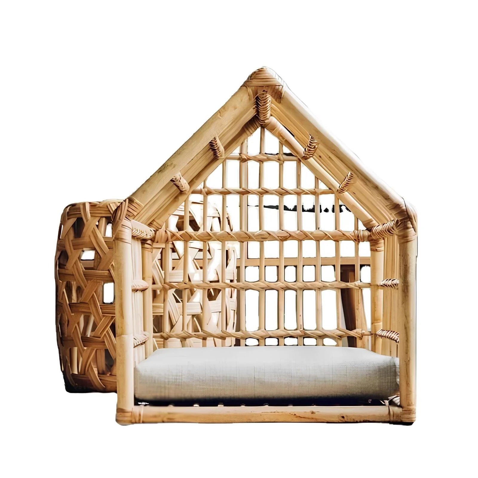 Luxurises handgefertigtes Rattan-Hundebett – Natürlicher Komfort für stilvolle Hunde