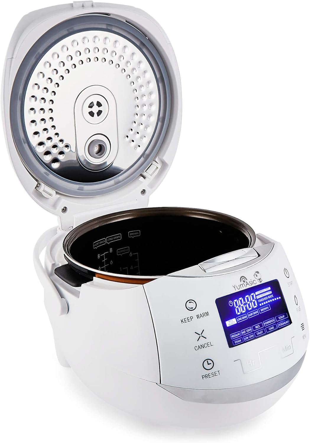 Yum Asia Sakura Cuociriso con Ciotola in Ceramica e Logica Fuzzy Avanzata (8 tazze, 1,5 litri), 6 Funzioni di Cottura Riso, 6 Funzioni Multicooker, Display LED Motouch, 220-240V EU (Nero e Argento)