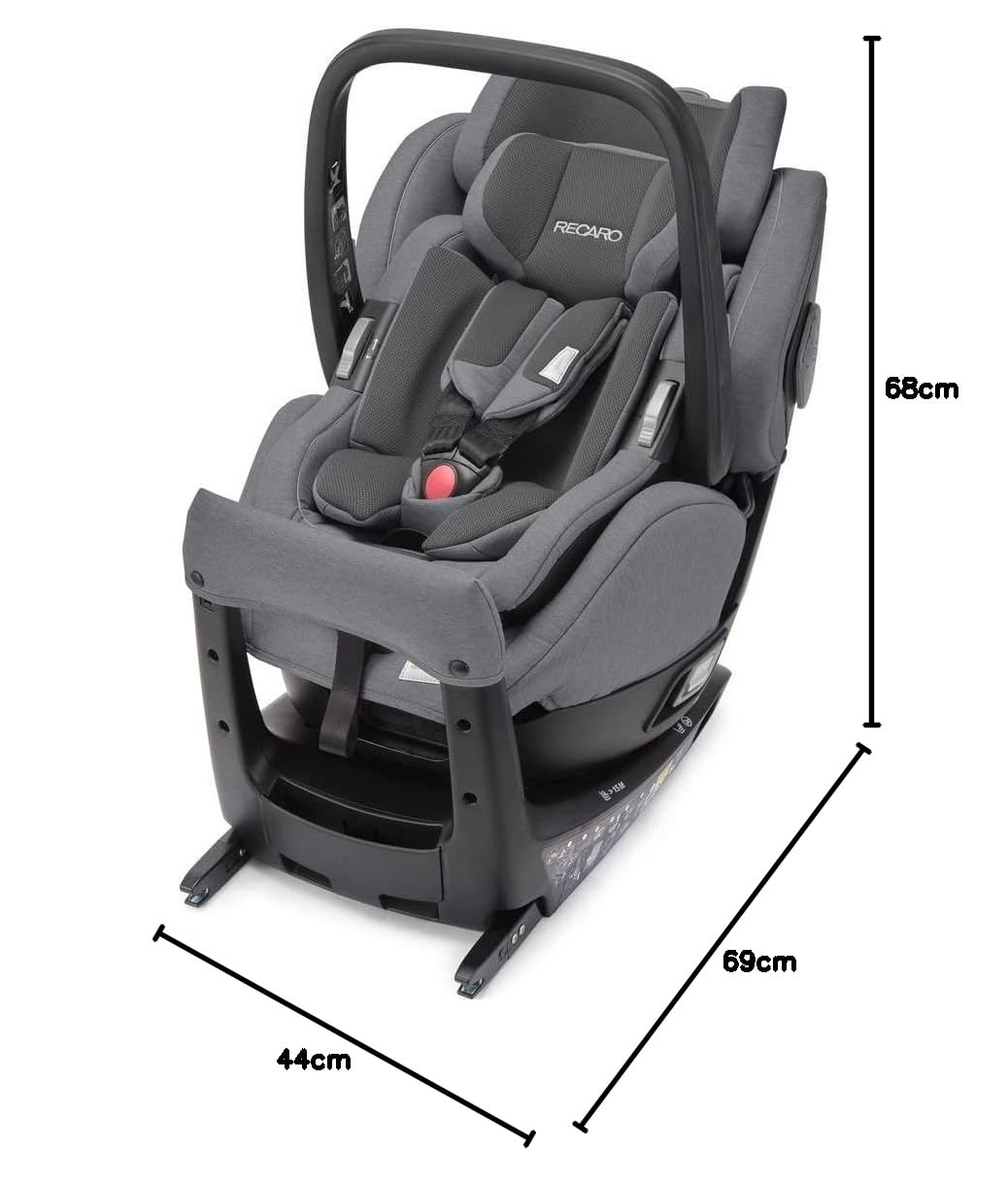 Recaro Seggiolino Auto Salia Elite incl. ovetto (peso 2,9 kg), girevole a 360 gradi, I-Size, 0-18 kg, 40-105 cm, max. 4 anni, con indicatori visivi, Prime Silent Grey