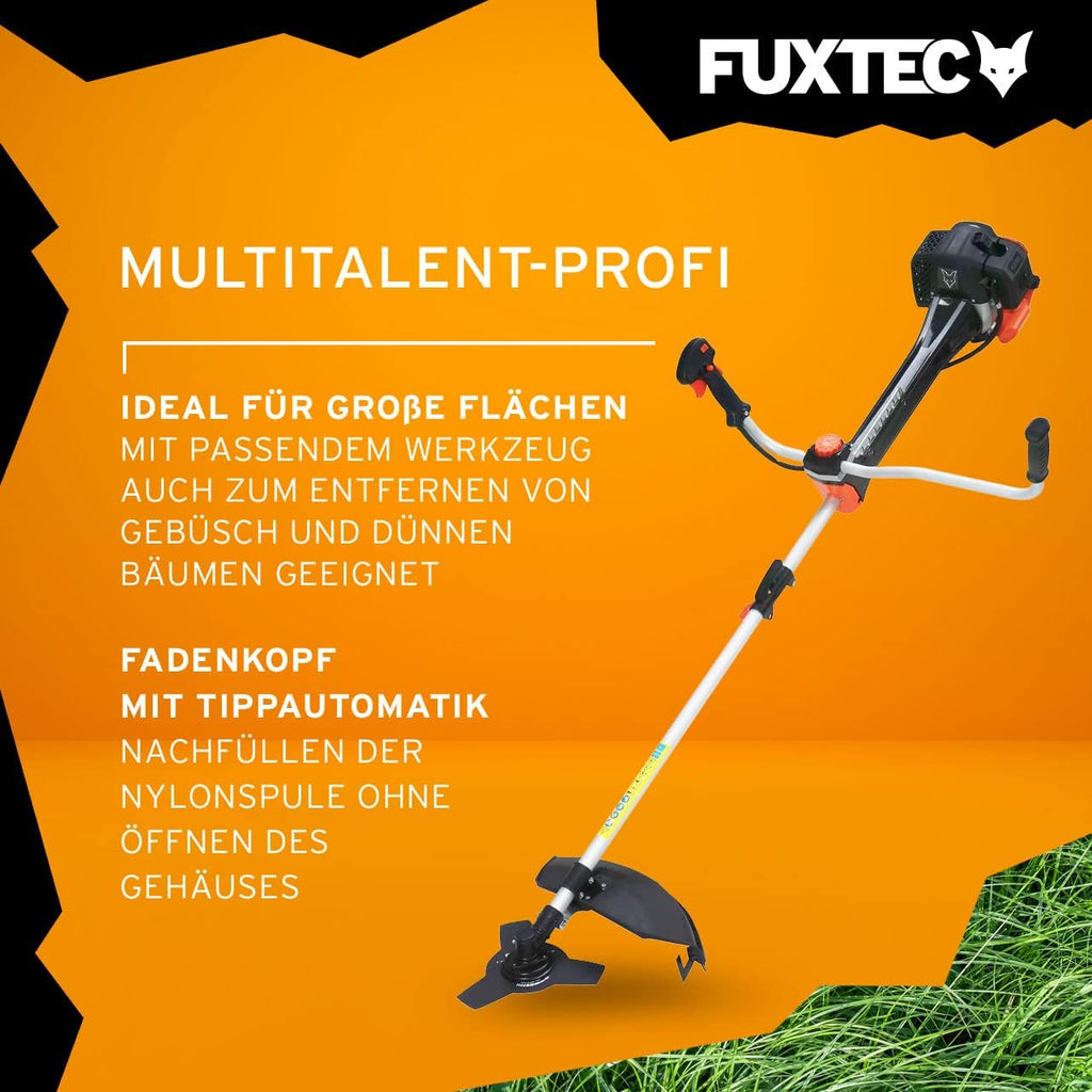FUXTEC Decespugliatore Professionale a Benzina FX-PS162 – Decespugliatore Professionale da 62cc, Filo e Bretella di Trasporto Comfort – Tagliabordi con Sistema Antivibrazione – Decespugliatore a 2 Tempi con Bobina a Filo