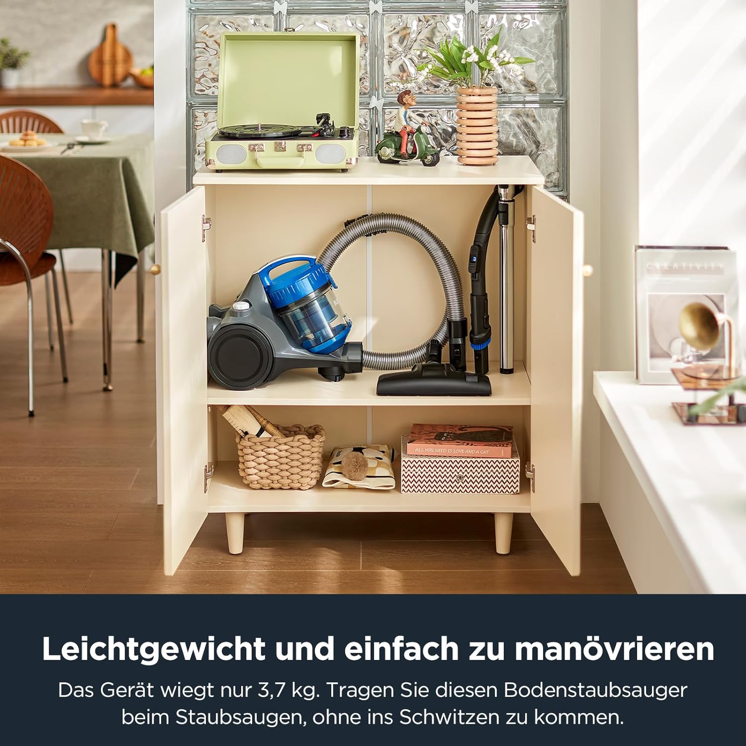 Eureka WhirlWind Staubsauger Beutellos, Leistungsstark, Kompakt und Leicht, für Hartbden und Teppich, HEPA-Filter, 8m Aktionsradius, 700W, 1,5L, Blau