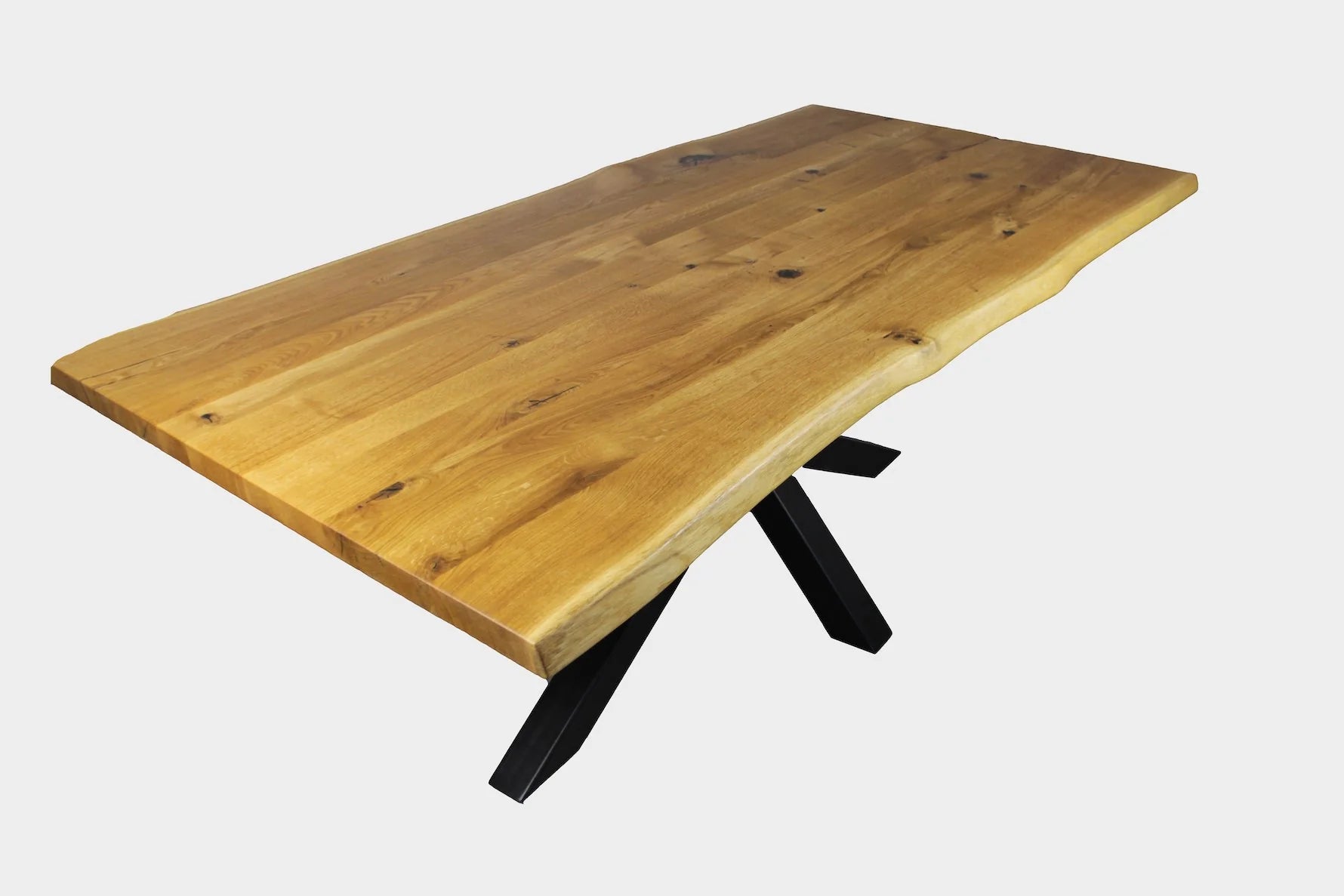 Serie MAXIM | Baumkantentisch - Eiche - inkl. Tischbein Matrix - versch. Gren und Farben | Lnge: 160 - 300 cm | Breite: 90 -100 cm