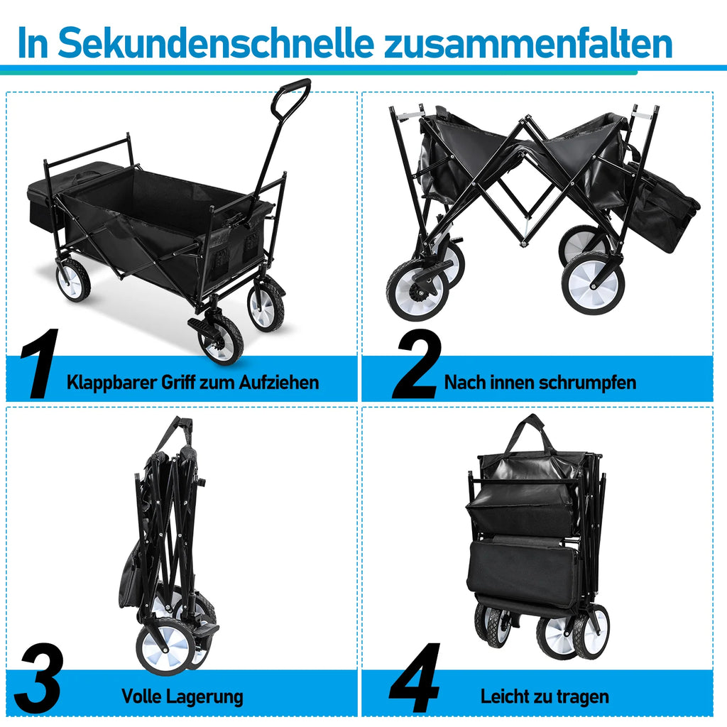 Carrello Pieghevole da Trasporto Sonnewelt Bollerwagen con Tetto, Portata 80 kg