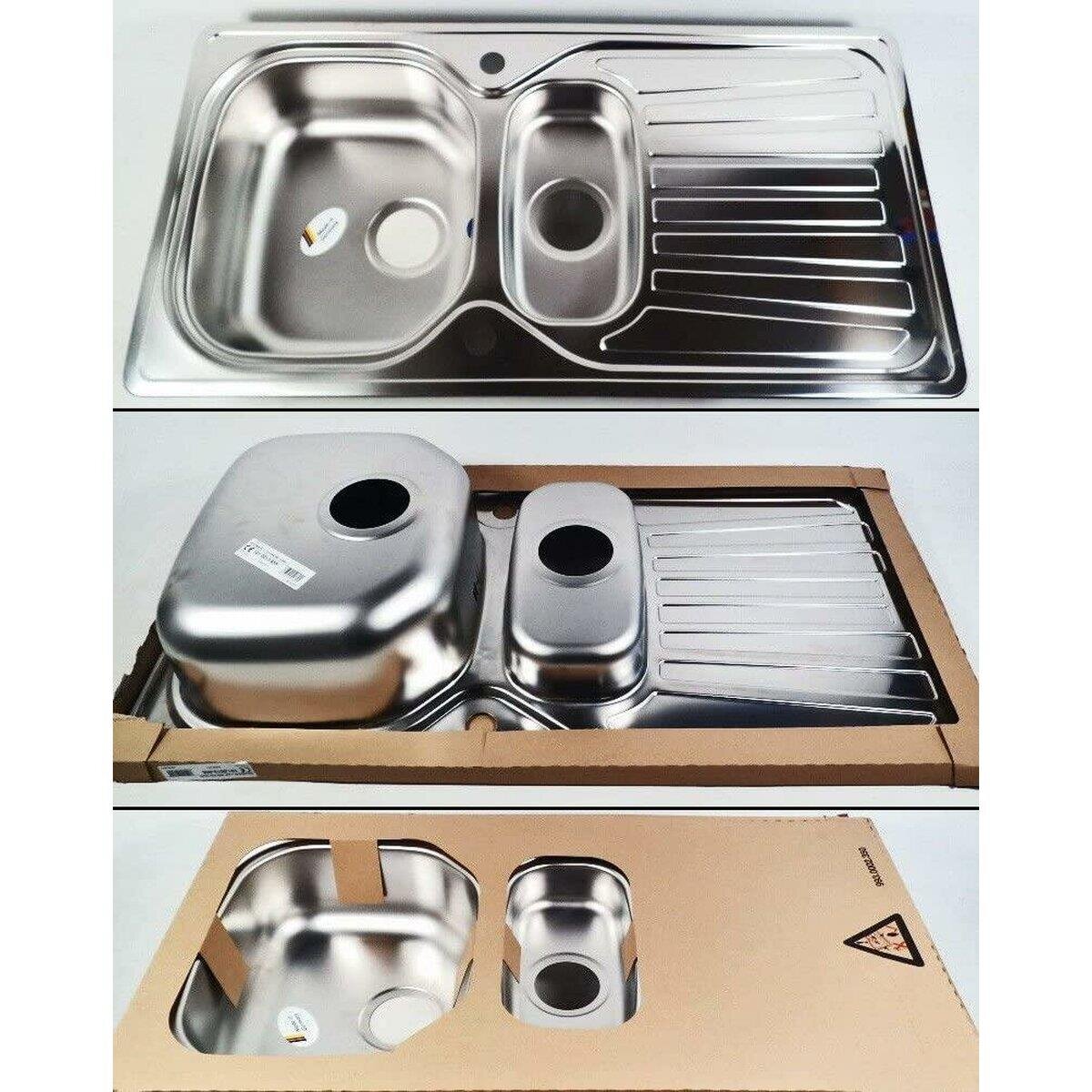 Lavello da incasso Eurodomo Solaris 60, 96,5 x 50 cm / Nichel-acciaio cromato liscio - B-Ware (altro)