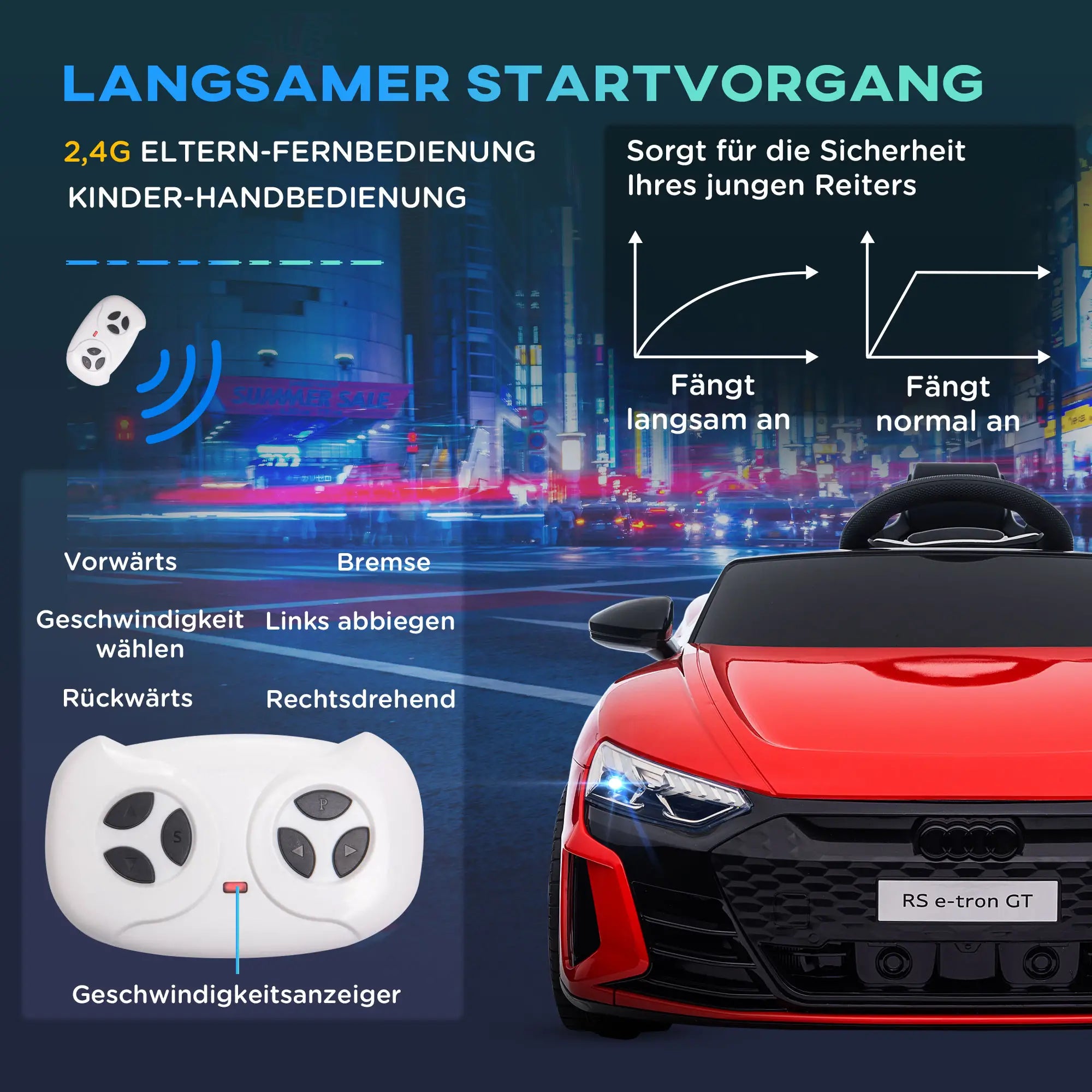 HOMCOM Auto Elettrica per Bambini con Telecomando e Funzione Musicale Rosso