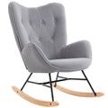 HOMCOM Sedia a Dondolo in Velluto con Schienale Alto Stile Scandinavo Grigio Chiaro