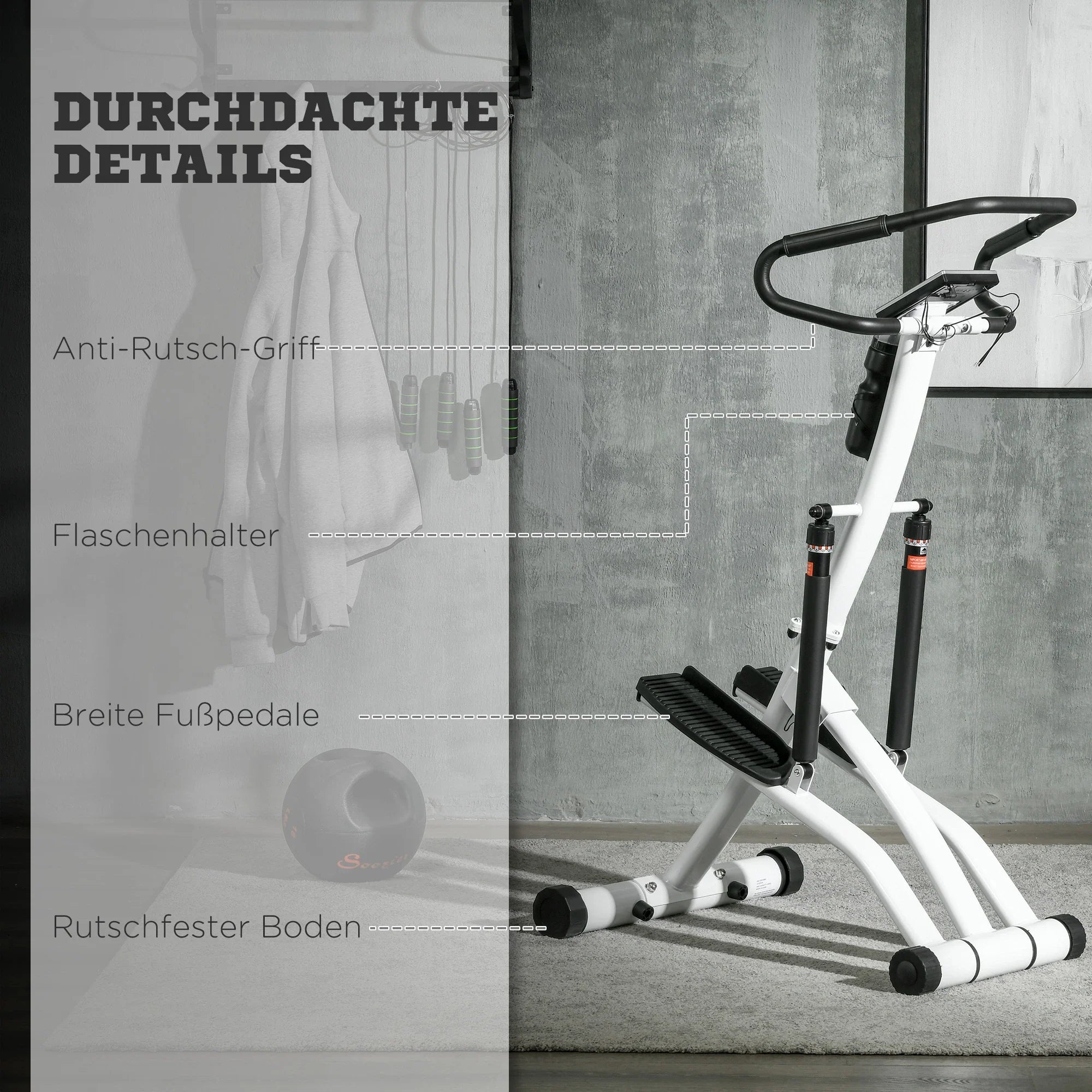 SPORTNOW Stepper con Maniglia 12 Livelli di Resistenza Display Monitor