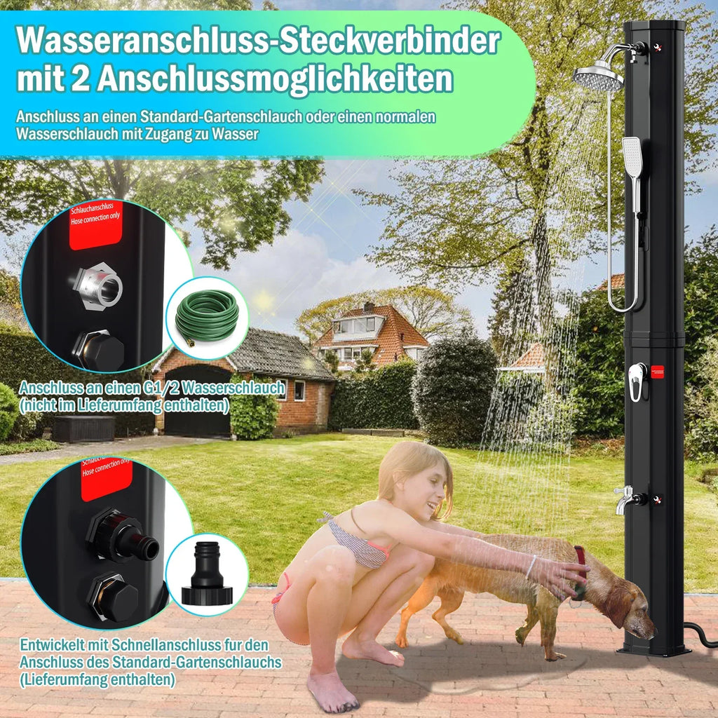Sonnewelt 60L Doccia Solare Doccia da Giardino Incl. Copertura Protettiva e Doccetta