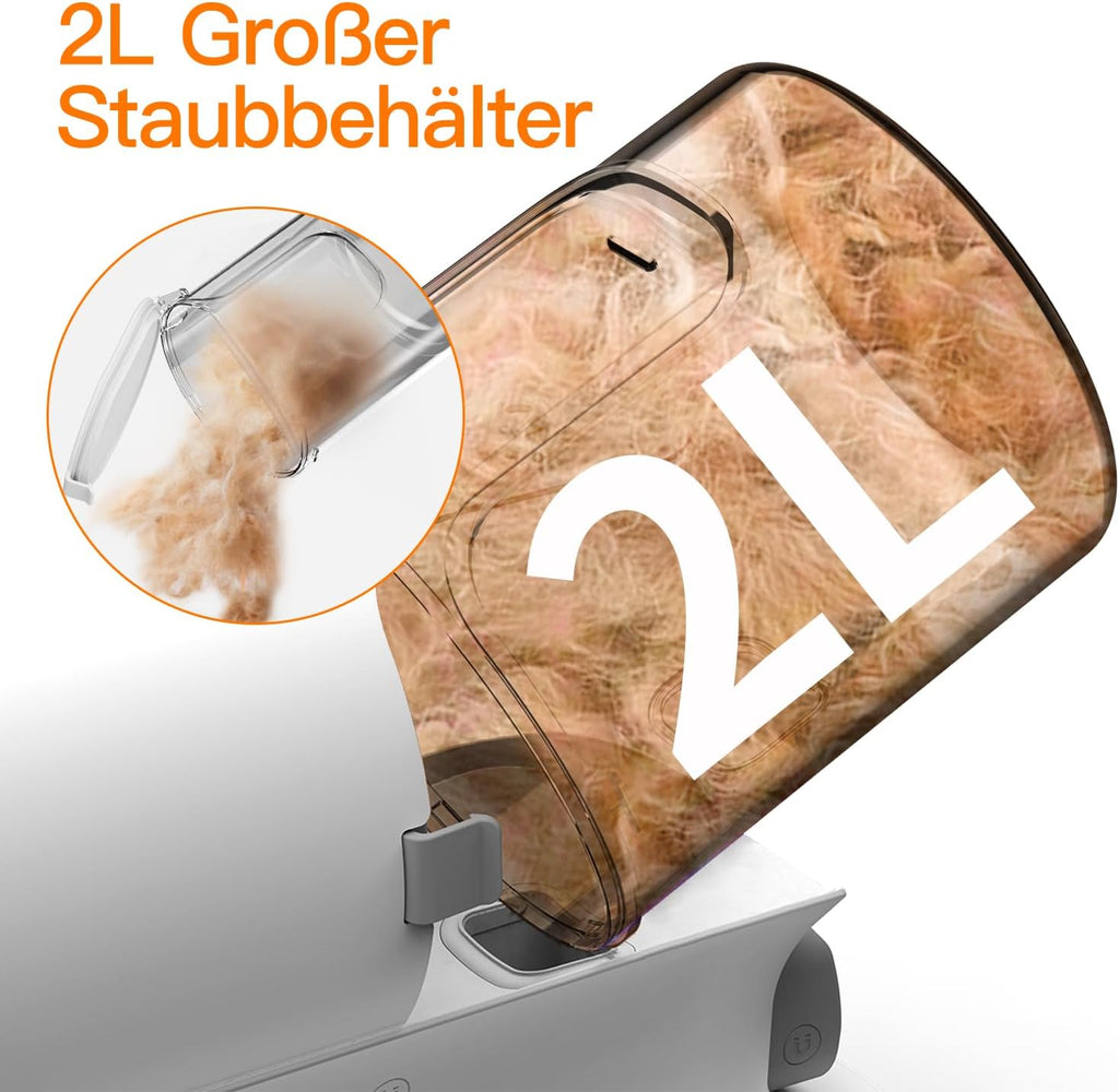AIRROBO PG100 Hundeschermaschine mit Staubsauger, Profi Haustierpflegeset mit 12000 Pa Saugkraft, leise Schermaschine für Hunde Katzen, Tierhaarentferner mit 5 Pflegewerkzeugen, 2L Staubbehlter