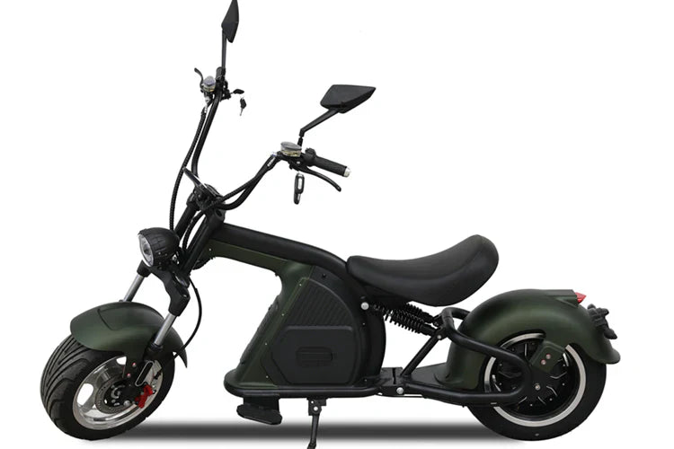 Mangosteen M8 Chopper Style Citycoco Scooter in Mattgrün  – 2000W Motor, 45 km/h Hchstgeschwindigkeit