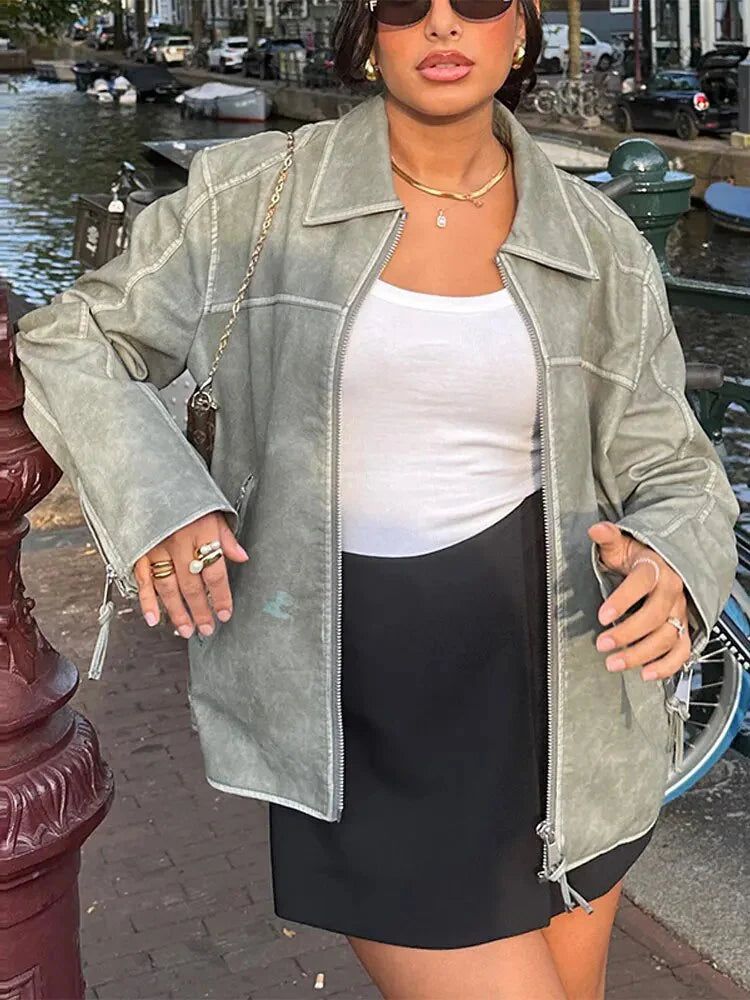 Lozenda - Unisex-Kunstlederjacke in bergre