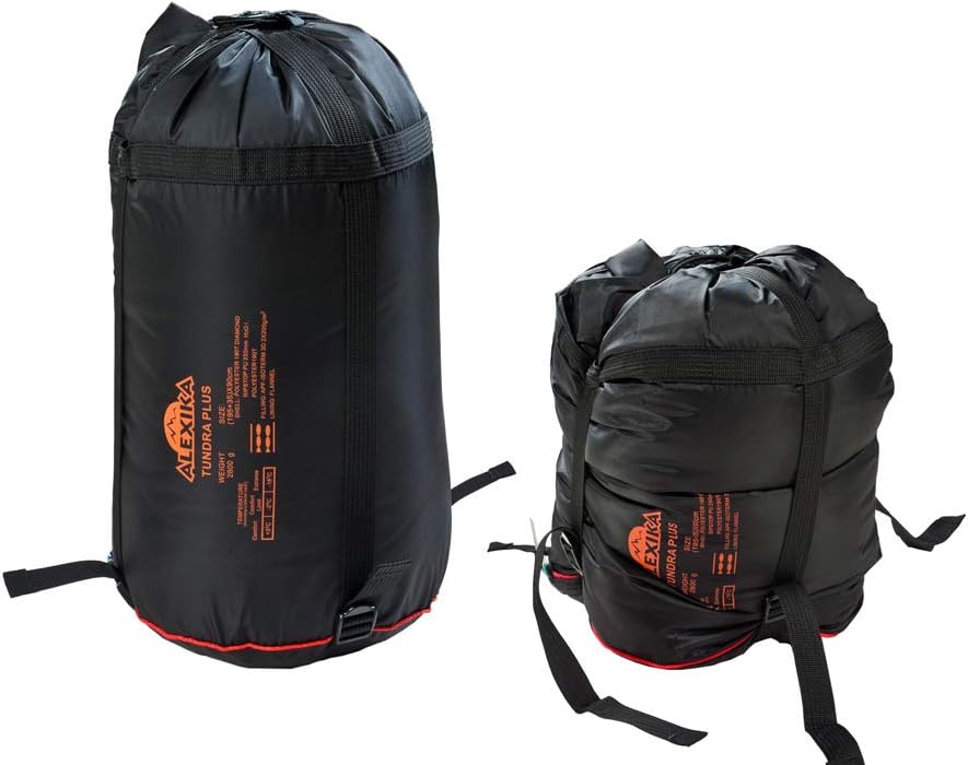 Alexika Tundra Plus Schlafsack,warm, bequem, rechteckig 3 Saison Deckenschlafsack für Erwachsene und Familien Outdoor Camping im niedrigen Temperaturen bis zu -2 C mit Kompressionsack,