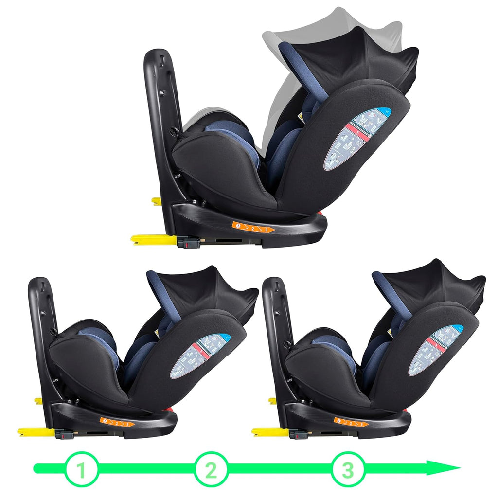 XOMAX XZ-16 Kindersitz drehbar 360° mit ISOFIX und Liegefunktion I mitwachsend I 0-36 kg, 0-12 Jahre, Gruppe 0/1/2/3 I 5-Punkt-Gurt und 3-Punkt-Gurt I Bezug abnehmbar, waschbar I ECE i-Size 129R