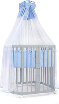 Waldin Lettino per bambini in legno 7in1 con materasso, Letto "Cresci con me", Ventilato, Base regolabile in 5 altezze, Set All-Inclusive, Legno Bianco