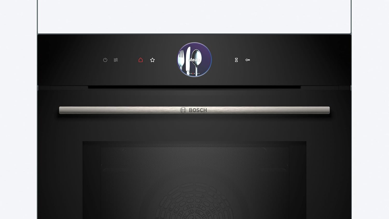 Bosch HMG7361B1, Serie 8 Forno da incasso intelligente con funzione microonde, 60 x 60 cm, Made in Germany, Nero, Air Fry, Anello di controllo digitale, Display touch, Programmi automatici, Supporto per la pulizia