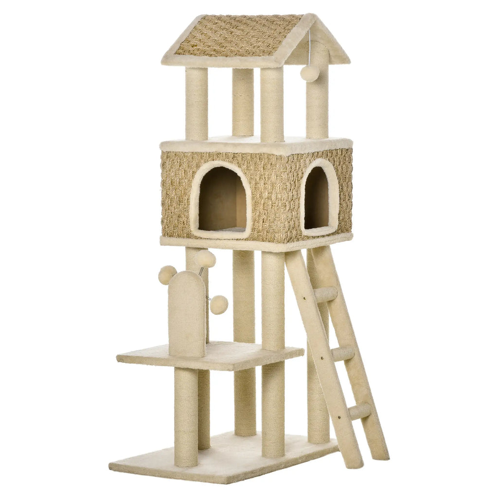 PawHut Tiragraffi Cuccia Gatto 2 in 1 con Pali in Sisal