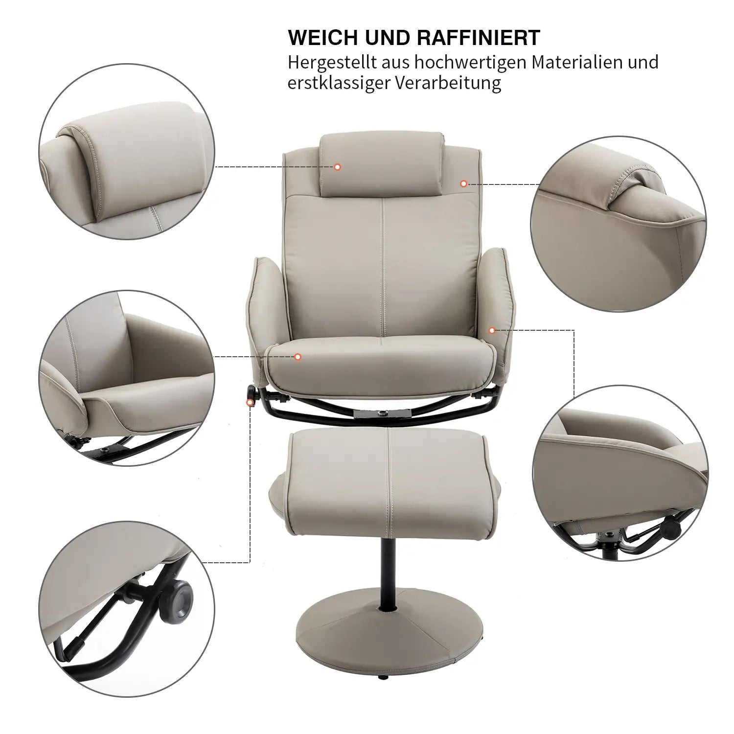 Poltrona relax HOMCOM con poggiapiedi ergonomica reclinabile in similpelle grigia