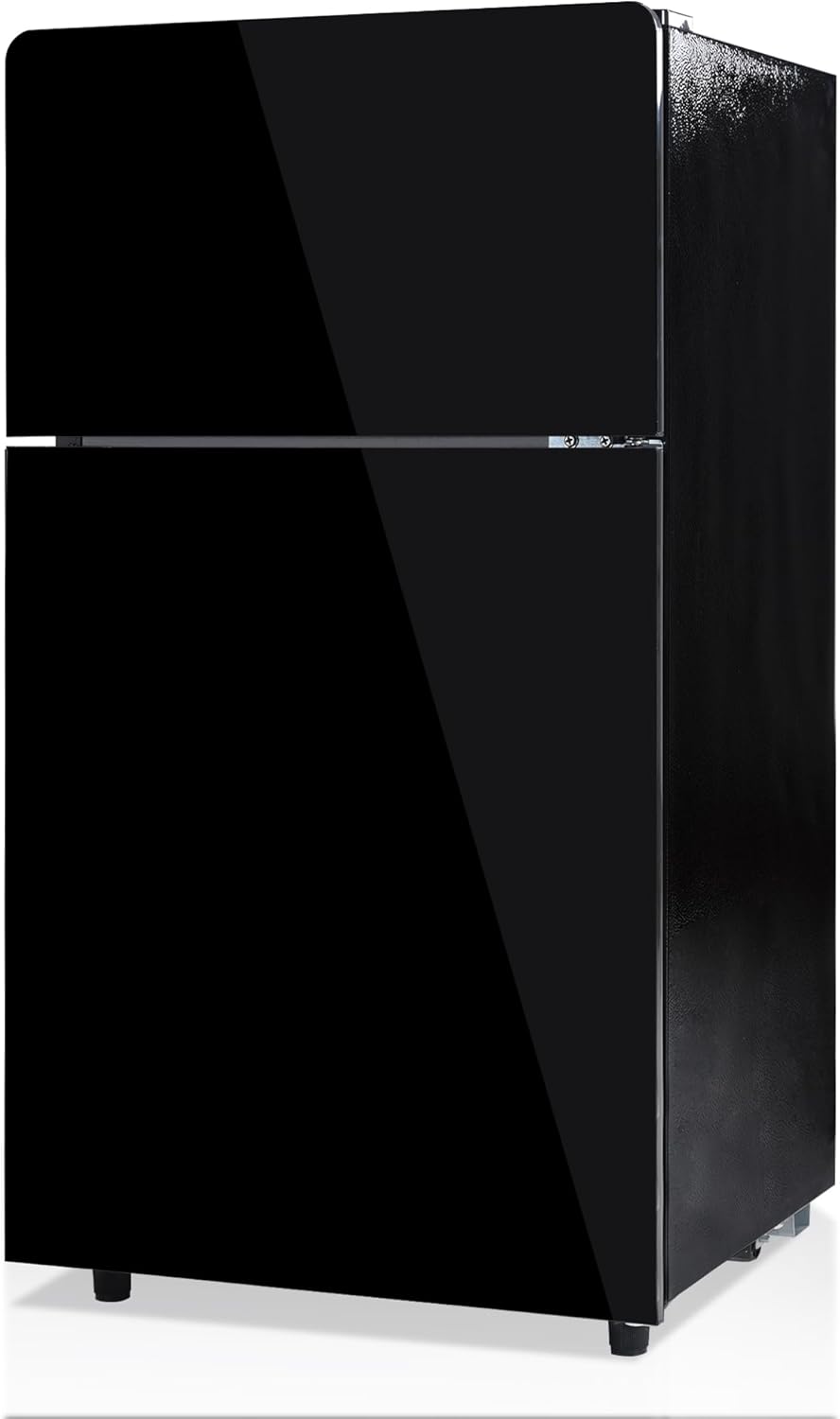 Merax Frigorifero con Congelatore, Frigorifero Combinato, Piccolo Frigorifero con 51L e Congelatore 21L, Silenzioso, LED, Ripiani in Vetro, Cassetto Verdura, Balconcini, per Cucina, Soggiorno, Ufficio, Nero