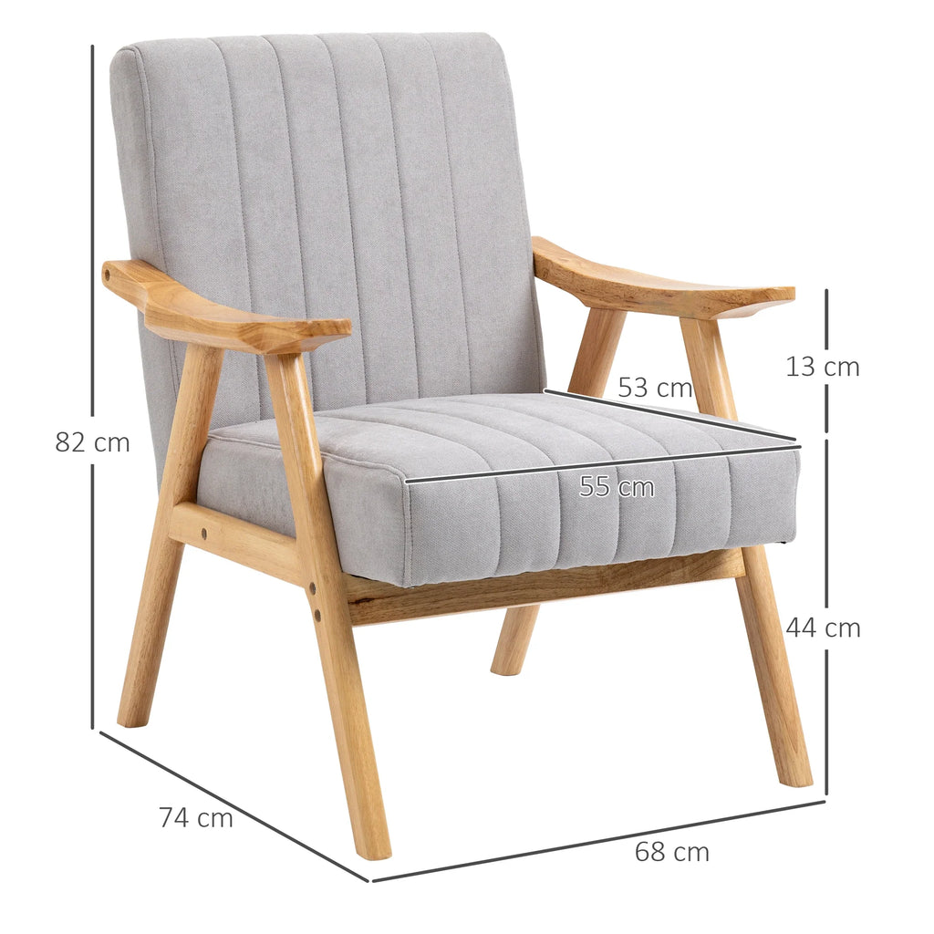 HOMCOM Sedia Imbottita Design Scandi extra confortevole Velluto Grigio Chiaro