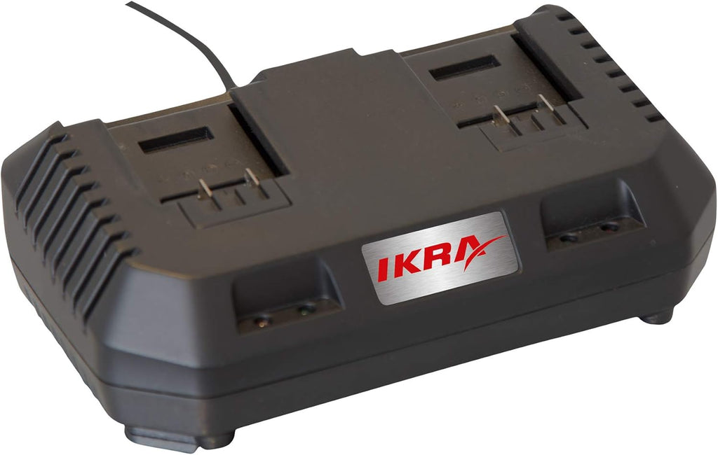 IKRA 74003200 Batteria Soffiatore Aspiratore Trituratore 3in1 ICBV 2/20 incl. 2 batterie e caricatore doppio rapido, 40 V, Grigio/Rosso