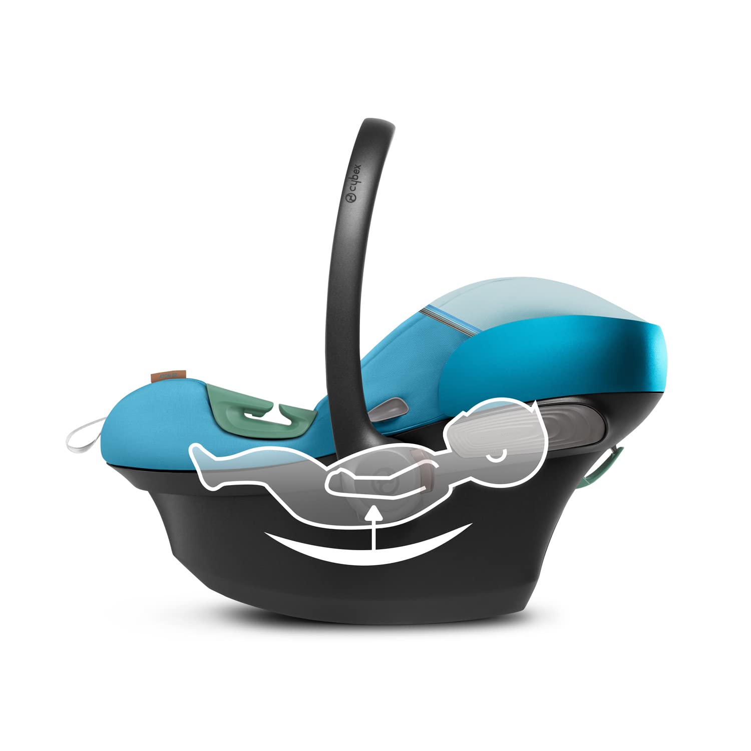 CYBEX Gold Babyschale Aton S2 i-Size, Ab Geburt bis ca. 24 Monate, Max. 13 kg, Inkl. Neugeboreneneinlage, SensorSafe kompatibel, Ocean Blue