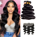 LavishBeauty Extension Capelli Brasiliani Body Wave Verigini con Frontale in Pizzo HD 13x4