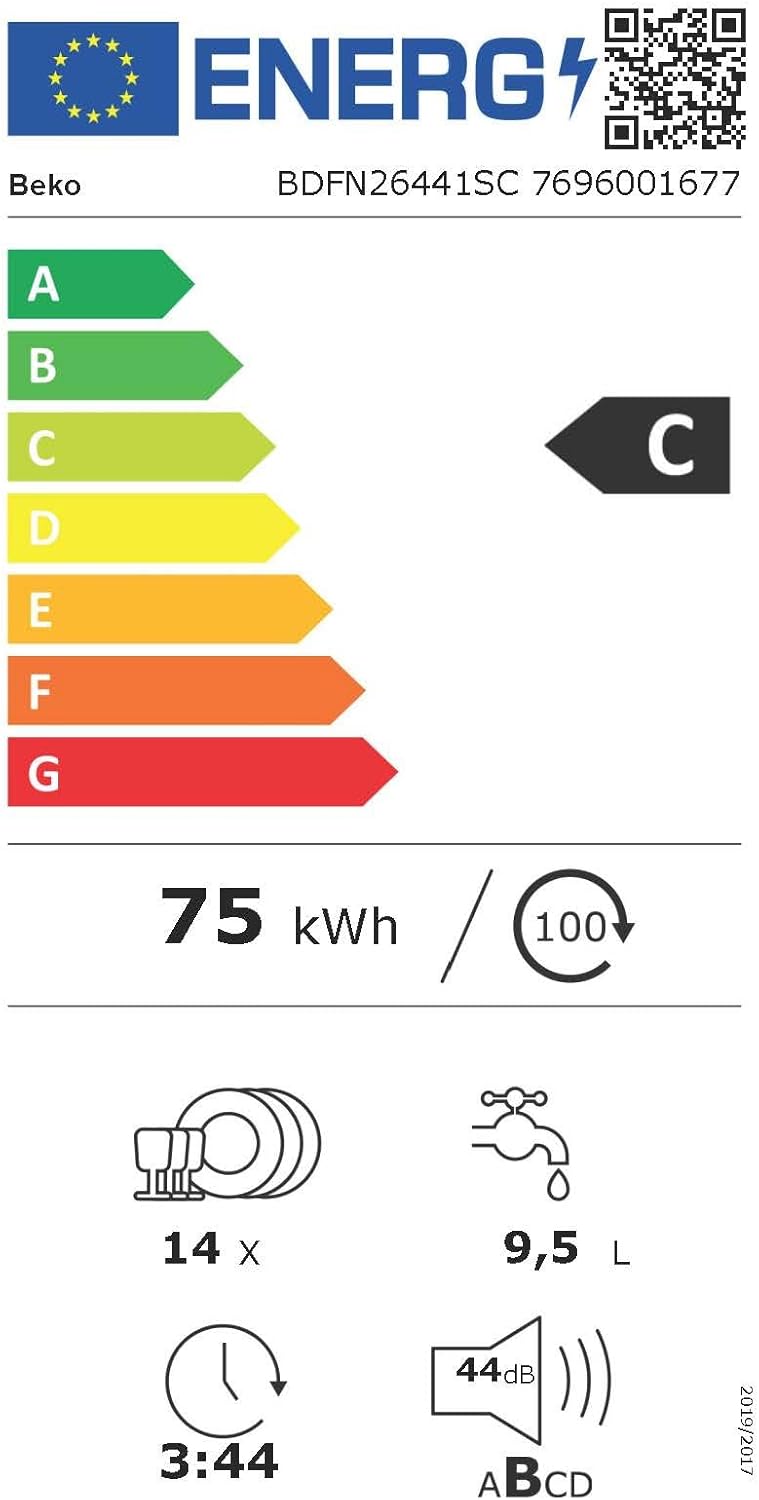 Beko BDFN26420W b300 Lavastoviglie a libera installazione, integrabile, 14 coperti, Motore ProSmart Inverter, TrayWash, HygieneIntense, 6 programmi, WaterSafe+, Bianco