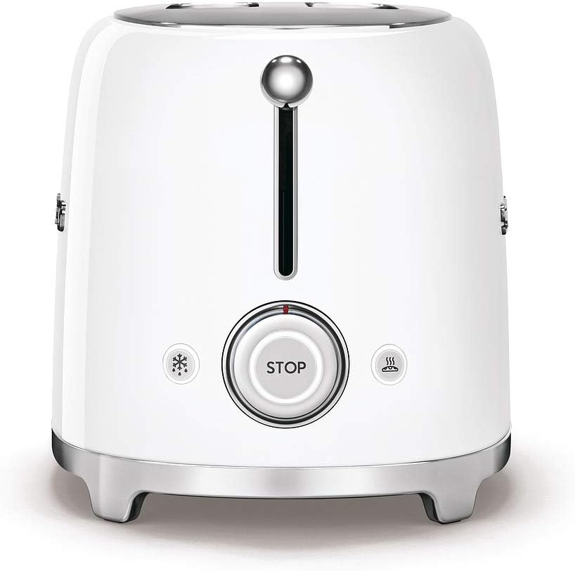 Smeg, 2x2 TSF01CREU - Tostapane, 2 scomparti per 2 fette, 6 livelli di doratura, funzione riscaldamento, funzione scongelamento e bagel, vassoio raccoglibriciole, 950W, Crema