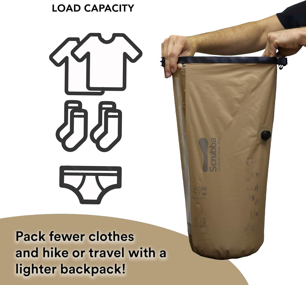 Scrubba Toplader Wash Bag 2.0 - Lavatrice portatile da campeggio - Borsa per il lavaggio e sacca da bucato, Verde