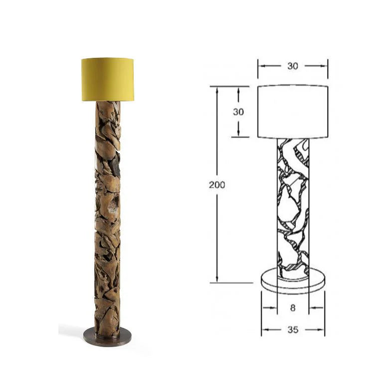 Treibholz Stehlampe XILON yellow | Hhen: 115 cm, 145 cm