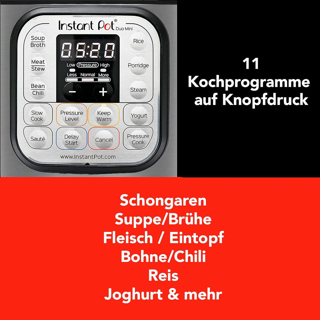 Instant Pot Pro 10-in-1-Elektro-Multikocher 1200 W, 5,7 L – Schnellkochtopf, Schongarer, Reiskocher, Dampfgarer, Sautierpfanne, Sterilisator, Joghurtbereiter, Sous Vide Gert – Schwarzer Edelstahl