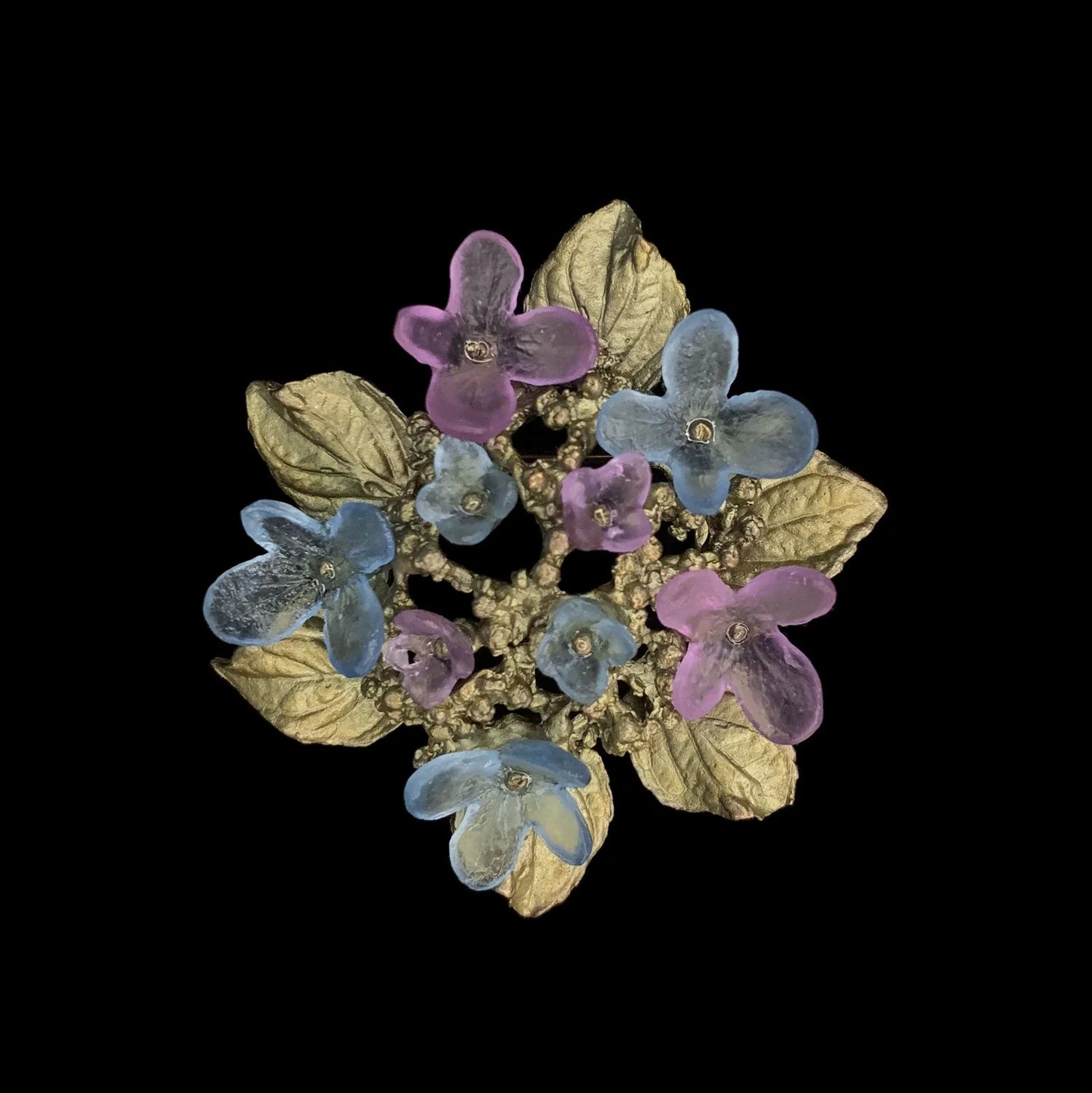 Blaue Hortensie Brosche - Gro