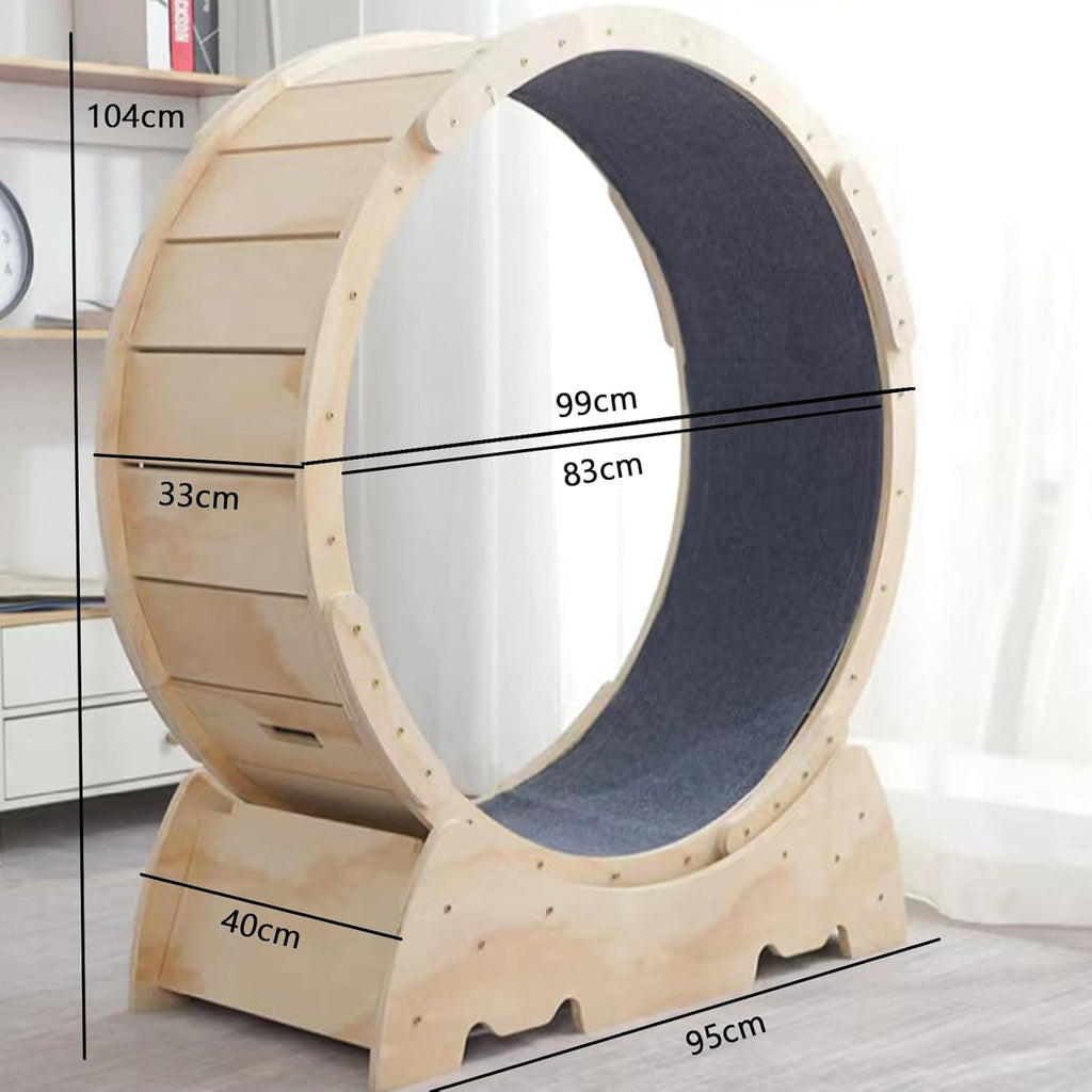 Roadoor 111,8 cm großes Katzen-Laufrad für Indoor-Katzen, Laufband zum Kratzen mit natürlicher Holzfarbe, Laufrad, Kratzbaum Karton für Katzenunterhaltung