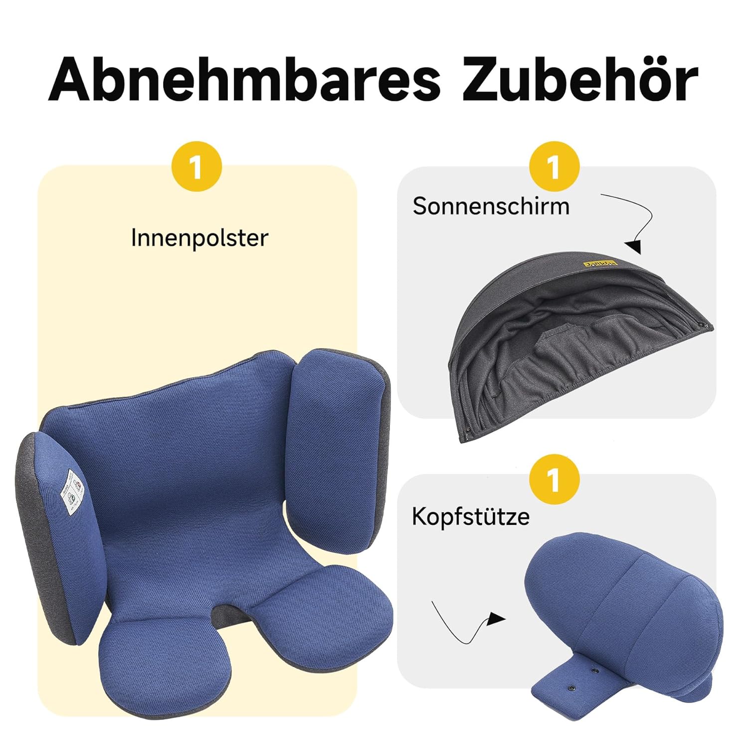 Jovikids 360° Drehbar Kindersitz mit ISOFIX, i-Size 40-150cm(ab Geburt -12 Jahre) Baby Autositz Reboarder mit Liegefunktion & Abnehmbar Vordach, ECE R129 (blau)