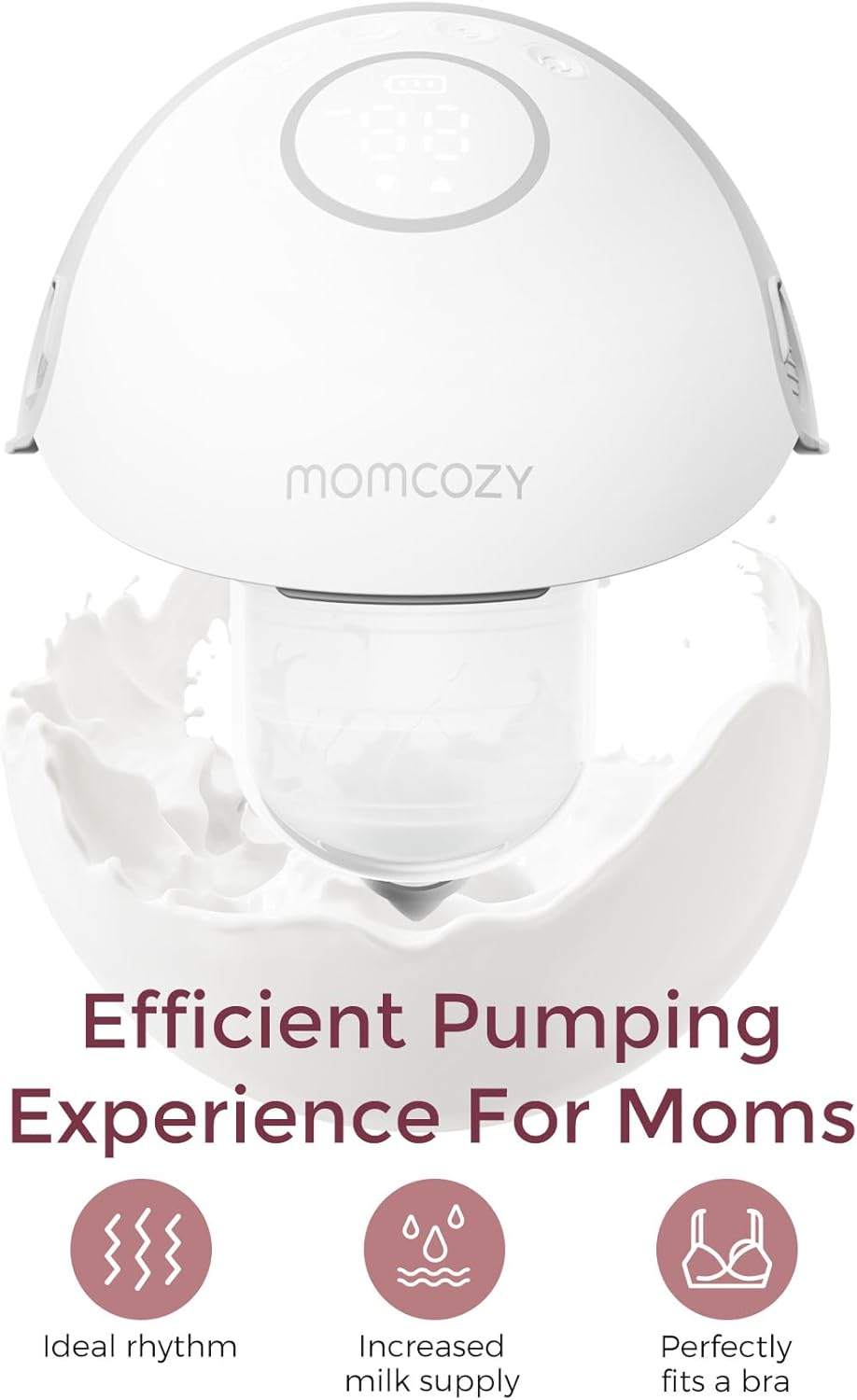 Momcozy Milchpumpe Mobile Style| M6, Tragbare Stillpumpe, Idealer Rhythmus für mehr Milch, DoubleFit-Flansch, mehr Passform und Diskretion mit 3 Modi und 9 Stufen - 24 mm (2, Grau)