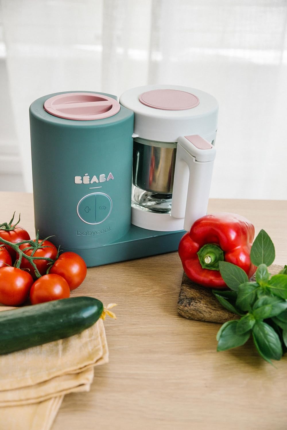 Béaba - Babycook Neo - 6 in 1 Babynahrungszubereiter - Schonender Dampfgarer - Glaskrug und Garkorb aus Edelstahl - Mineralgrau