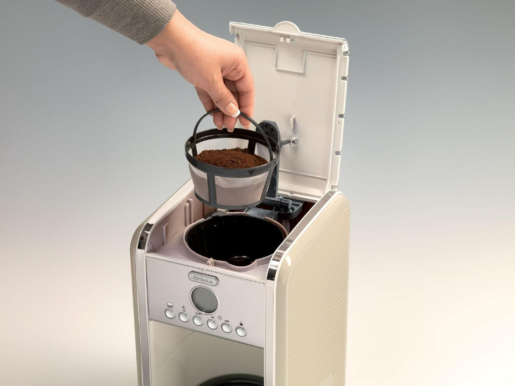Ariete Vintage 1342 Macchina da Caffè Americano Retrò, Caraffa in Vetro Temperato, Fino a 12 Tazze, Timer 24 Ore, Spegnimento Automatico, Funzione Anti-Goccia, Piastra Riscaldante, Capacità 1.5 L, 2000 W, Verde