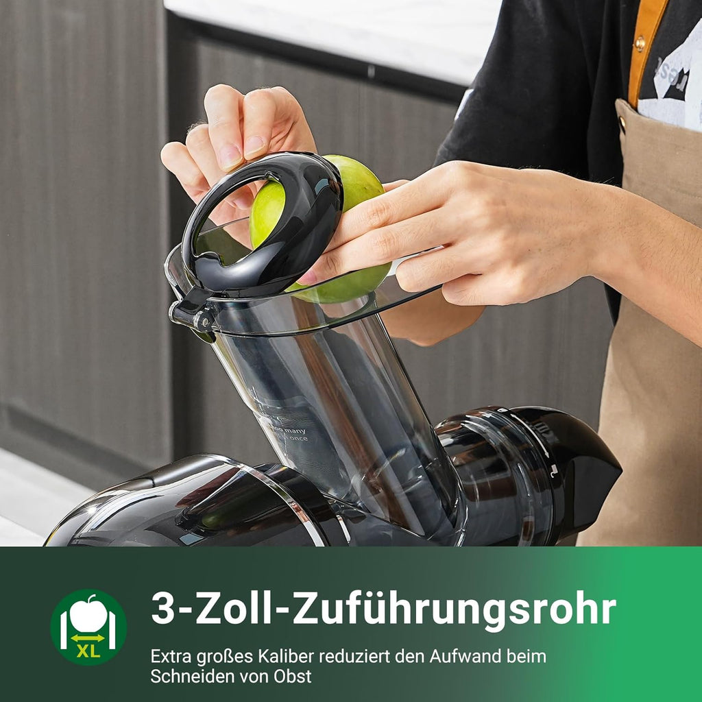 【Neues】Entsafter AOBOSI-Slow juicer mit 2 Geschwindigkeitsstufen-Entsafter gemüse und obst mit 8 stufiger Schnecke-Saftpresse mit Reinigungsbürste&2 Bechern-Obstpresse mit Reversierfunktion