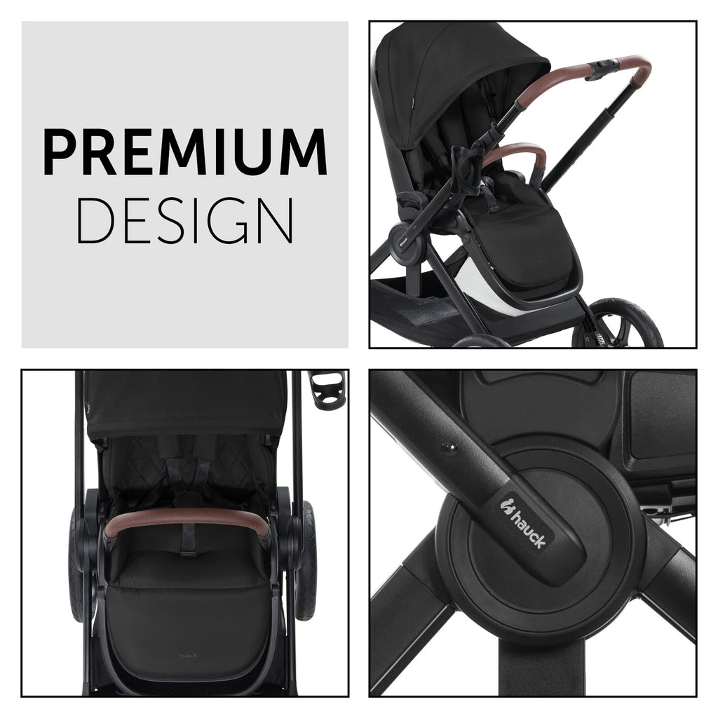 hauck Kinderwagen mit Beindecke Walk N Care ab Geburt bis 22 kg mit Liegefunktion, Becherhalter, Sitz Wendbar & Höhenverstellbar, Gummireifen, Teleskopgriff, UPF 50+, Zusammenklappbar (Dark Navy Blue9