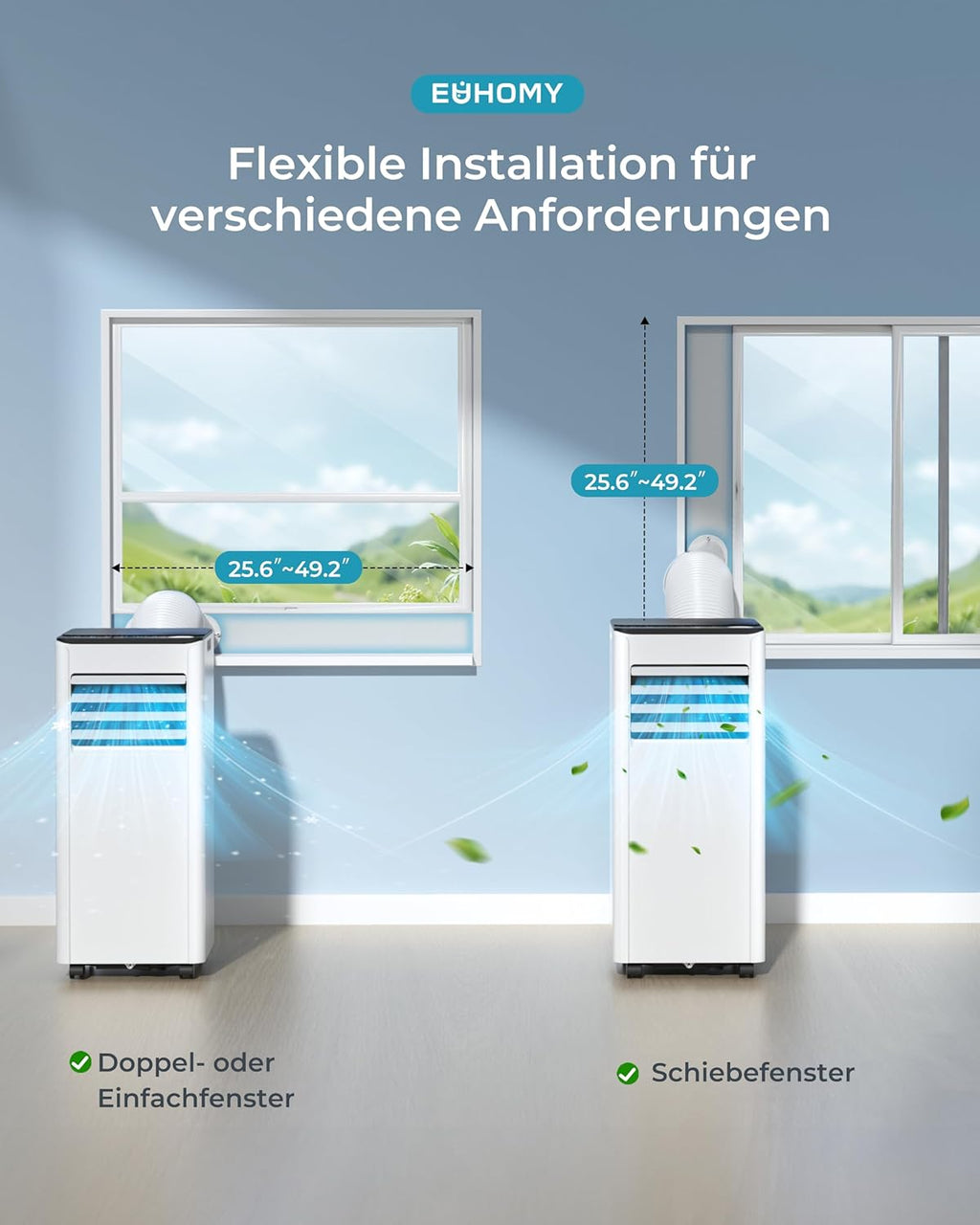 Condizionatore Portatile 9000 BTU con Tubo di Scarico | Climatizzatore Mobile 4-in-1 | Funzionamento Silenzioso
