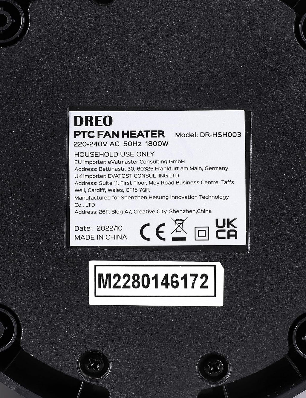 Dreo Heizlüfter Energiesparend, PTC Keramik Heizlüfte Leise, 70° Oszillierend Elektroheizung mit Fernbedienung, 12-Std-Timer, 3 Modus 3 Geschwindigkeit, berhitzungs-Kippschutz, Solaris Slim H3