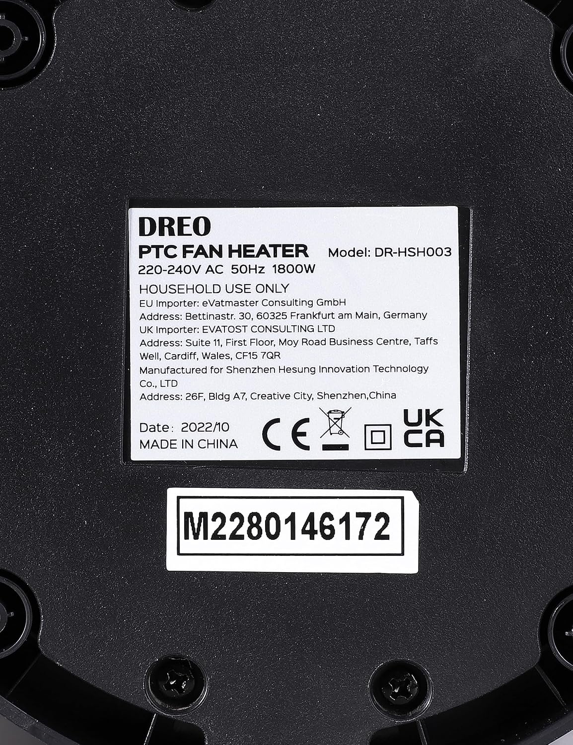 Dreo Heizlüfter Energiesparend, PTC Keramik Heizlüfte Leise, 70° Oszillierend Elektroheizung mit Fernbedienung, 12-Std-Timer, 3 Modus 3 Geschwindigkeit, berhitzungs-Kippschutz, Solaris Slim H3