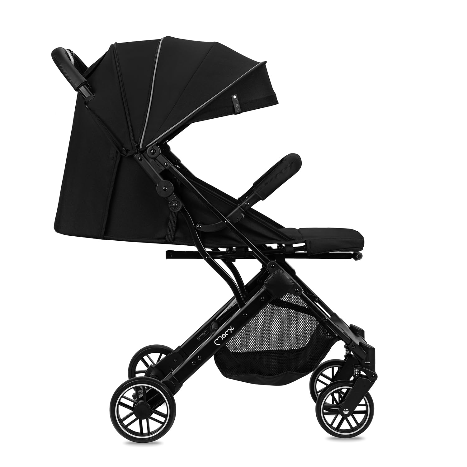 MOMI ESTELLE Kinderwagen für Kinder ab 6 Monat bis zu max körpergewicht von 15 kg, klappbar auf die Maße 65 x 51 x 21 cm, gewicht 7,5 kg, 5-Punkt-Sicherheitsgurt, koffer, grau-gold, Räder 6''/6,5''