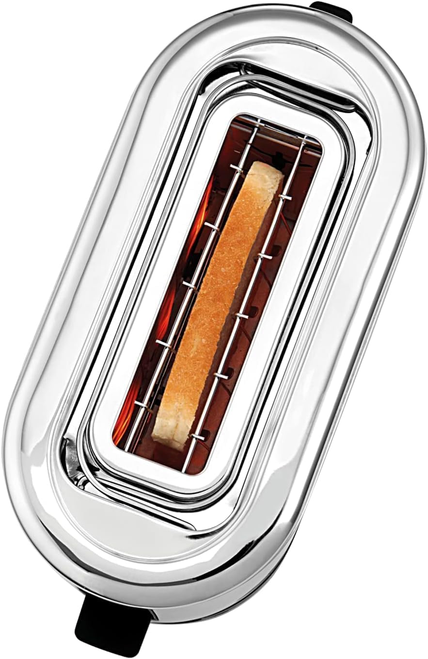 WMF Küchenminis 1-Scheiben Toaster Langschlitz XXl-Toast, Mini Toaster mit Brtchenaufsatz 7 Brunungsstufen berhitzungsschutz 600W Edelstahl matt
