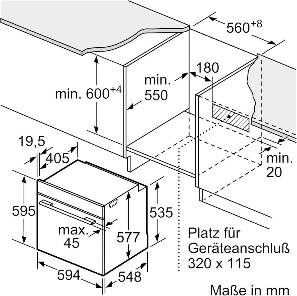 Bosch HMG7361B1, Serie 8 Forno da incasso intelligente con funzione microonde, 60 x 60 cm, Made in Germany, Nero, Air Fry, Anello di controllo digitale, Display touch, Programmi automatici, Supporto per la pulizia